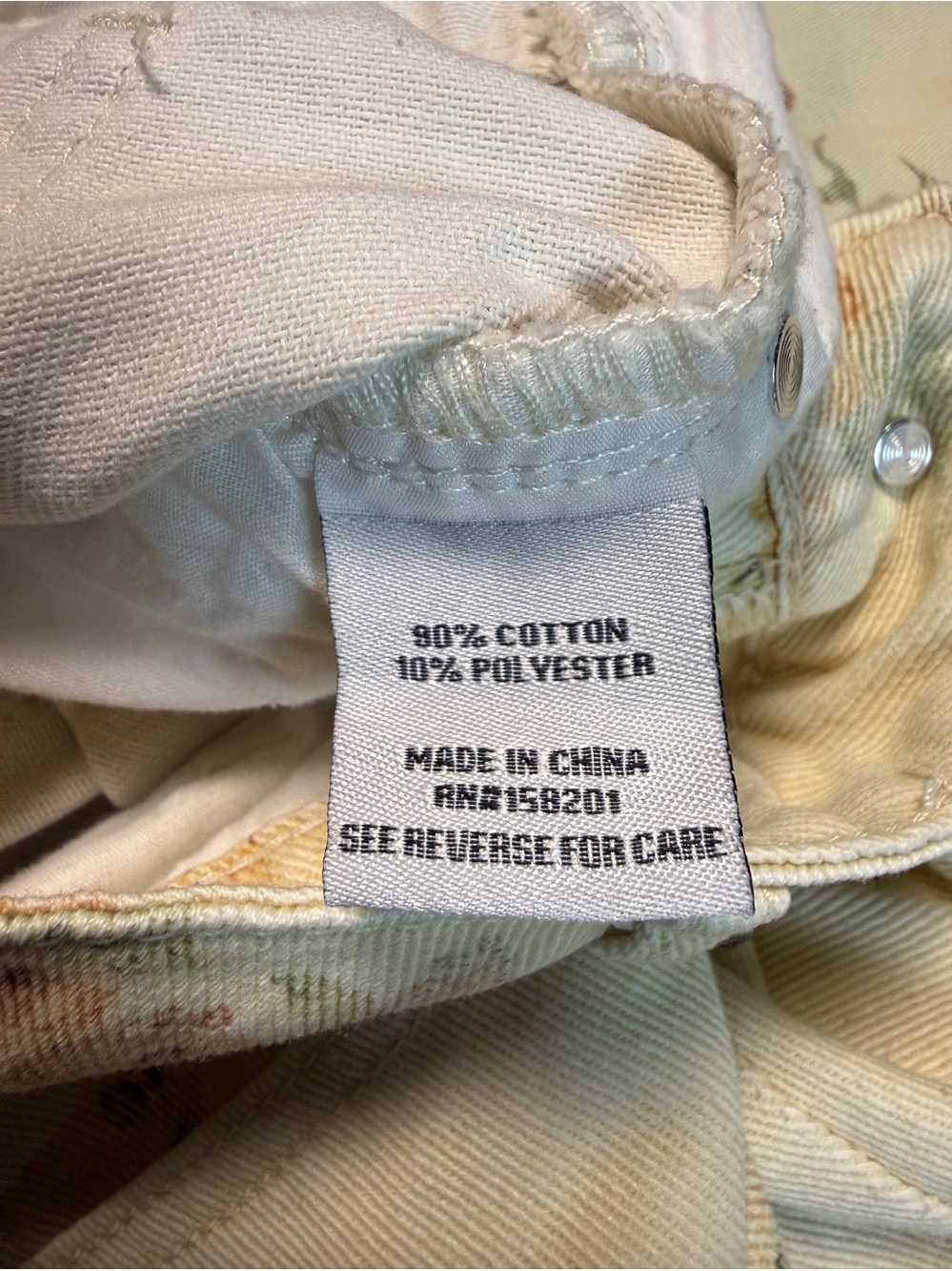 Cali 1850 Floral Cream Barrel Jeans Low Rise Printed Denim Boho Y2K 9/29 - Picture 5 of 10